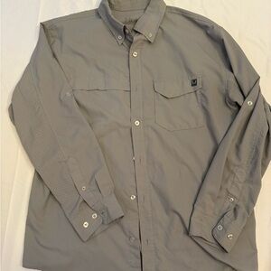 Huk Gray Long-Sleeve Casual Button-Down Shirt